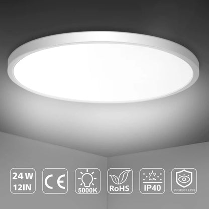 AC 110–130V White Round Flush Mount LED Ceiling Light – 7 / 9 / 12 / 15.7 / 24 Inch – 3000K / 4500K / 5000K / 6500K – for Residential & Commercial Lighting – Local Stock (US)