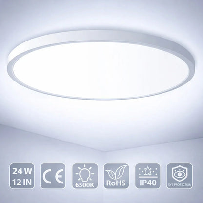 AC 110–130V White Round Flush Mount LED Ceiling Light – 7 / 9 / 12 / 15.7 / 24 Inch – 3000K / 4500K / 5000K / 6500K – for Residential & Commercial Lighting – Local Stock (US)