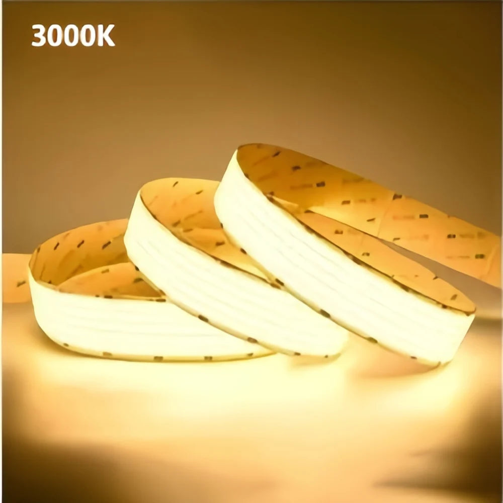 Five Row COB Flexible LED Strip Light - 24V | 30mm PCB | 1600 LEDs/M | CRI 90+ | Dot-Free Continuous Lighting | 3000K / 4000K / 6500K | Non-Waterproof | for Cabinets,Kitchen Office Lighting | 50/500M