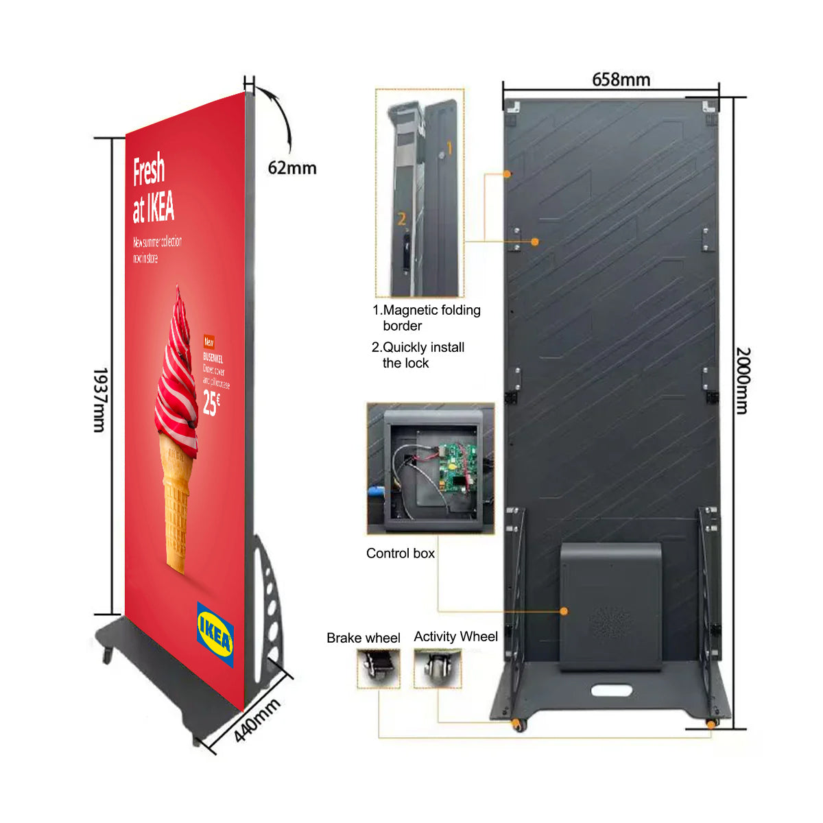 LEP-GOB Series LED Screen Kit for Church & Stage | 1280×1920mm | Indoor Plug-in | P2.5 / P1.86 / P1.53 / P1.25 | GOB Reinforced Surface + Magnetic Splicing Design