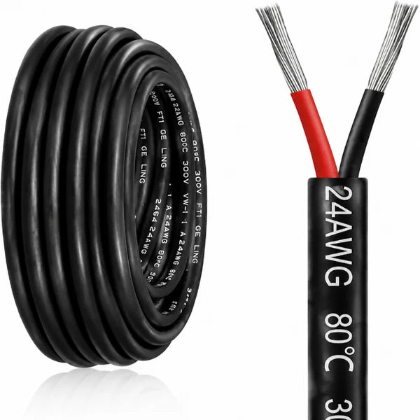 24 AWG 2/3/4/5 Conductor PVC Insulated Copper Cable, Black/White Flexible Wire for Low Voltage Electrical Wiring – 50m / 500m