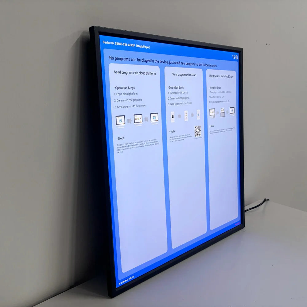 26.5 Inch (476×476mm Viewable) Square LCD Digital Screen Display, Cloud / APP / USB Disk Playback