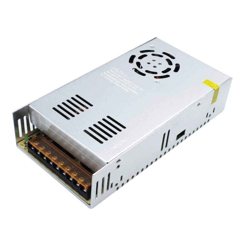 DC 12V/24V 350W–600W Industrial Switching Power Supplies, AC 110/220V Input, High Power LED Driver Transformer, Cooling Fan Metal Case, CE/FCC/RoHS Certified