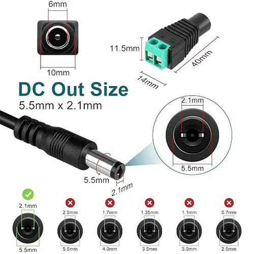 DC 24V Wall Plug LED Adapter 24W, AC 100–240V Input 24V Wall Plug LED Adapter with UK Plug, Black Housing - for LED Strip Lights and Electronic Devices