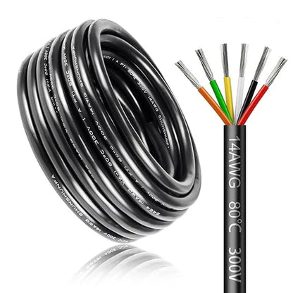 5/10/20/30 Metres 14/22 AWG, 3 x 2.0/4 x 2.0/6 x 0.3/6 x 2.0 mm² Electric Cable, 6 Core Cable, 5V/12V/24V/300V Power Cable, Tinned Copper Cable, Flexible and Soft, Low Impedance, High Temperature Resistance, Extension Cable