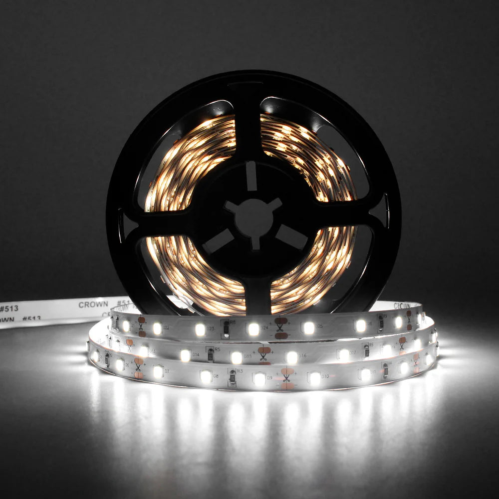 Full Spectrum LED Strip Light | CRI 97+ | SMD2835, 300 LEDs (60 LEDs/M) | 24V DC, 10W/M | 5M (16.4FT) Roll | 8mm White PCB | | IP00 / IP67 Options | Flexible Tape Light