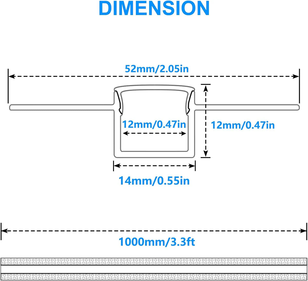 Double-Sided Drywall LED Aluminum Profiles – for 1–12mm LED Strip Plaster-in Recessed Profile | 1Meter | Silver | Milky White Cover | 1m / 2m / 3m | 50 / 100-Pack
