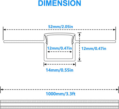 Double-Sided Drywall LED Aluminum Profiles – for 1–12mm LED Strip Plaster-in Recessed Profile | 1Meter | Silver | Milky White Cover | 1m / 2m / 3m | 50 / 100-Pack