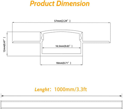 Double-Sided Drywall LED Aluminum Profiles – for 1–16mm LED Strip Plaster-in Recessed Profile | Silver | Milky White Cover | 1m / 2m / 3m | 50 / 100-Pack