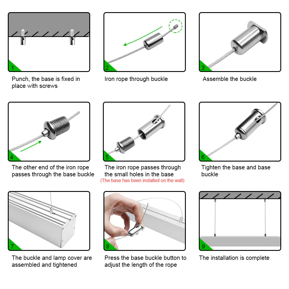 Wide Pendant LED Aluminum Profile Light H7075B – 45mm Inner Width | Silver Housing | Milky White Cover | With Installation Accessories | Suspension Mounting Linear Office Lighting | 1m / 2m Length | 10 / 20-Pack