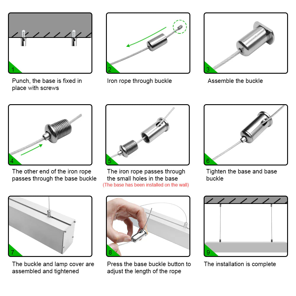 Wide Pendant LED Aluminum Profile Light H5075B – 29.3mm Inner Width | Silver Housing | Milky White Cover | With Installation Accessories | Suspension Mounting Linear Office Lighting | 1m / 2m Length | 10 / 20-Pack