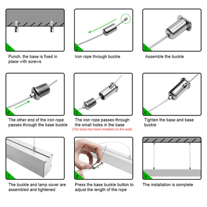Wide Pendant LED Aluminum Profile Light H5075B – 29.3mm Inner Width | Silver Housing | Milky White Cover | With Installation Accessories | Suspension Mounting Linear Office Lighting | 1m / 2m Length | 10 / 20-Pack