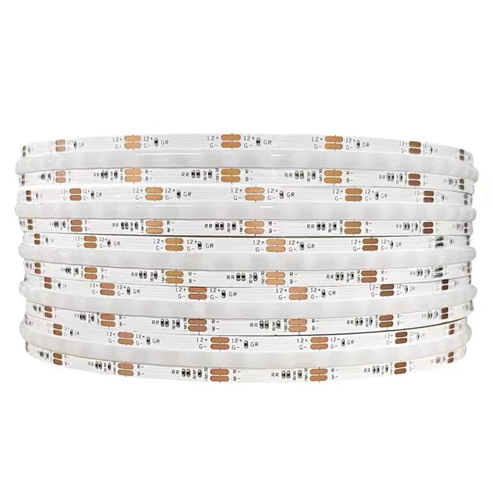 RGB Color Changing FCOB LED Strip Light | 5m (16.4ft) Roll | 576 / 840 LEDs per Meter | 12W / 18W | 12V / 24V | 10mm Wide | Dimmable Indoor IP20 | Flexible LED Ribbon (Strip or Complete Kit)