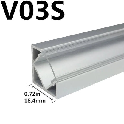 V Shape LED Channel - V03-A 12mm Silver / Black Aluminum Profile | Milky White Cover | Standard LED Mounting Channel – 1m / 2m / 3m | 50 / 100-Pack