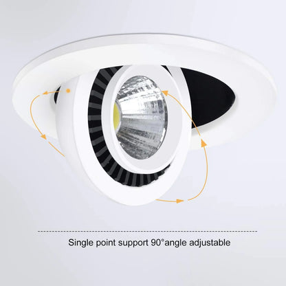 Core-3 Series Eyeball Gimbal COB LED Downlight – White Housing – TRIAC Dimmable – 3W/5W/7W – 50-Pack/100-Pack – 3000K–6000K – 100–130V / 200–240V