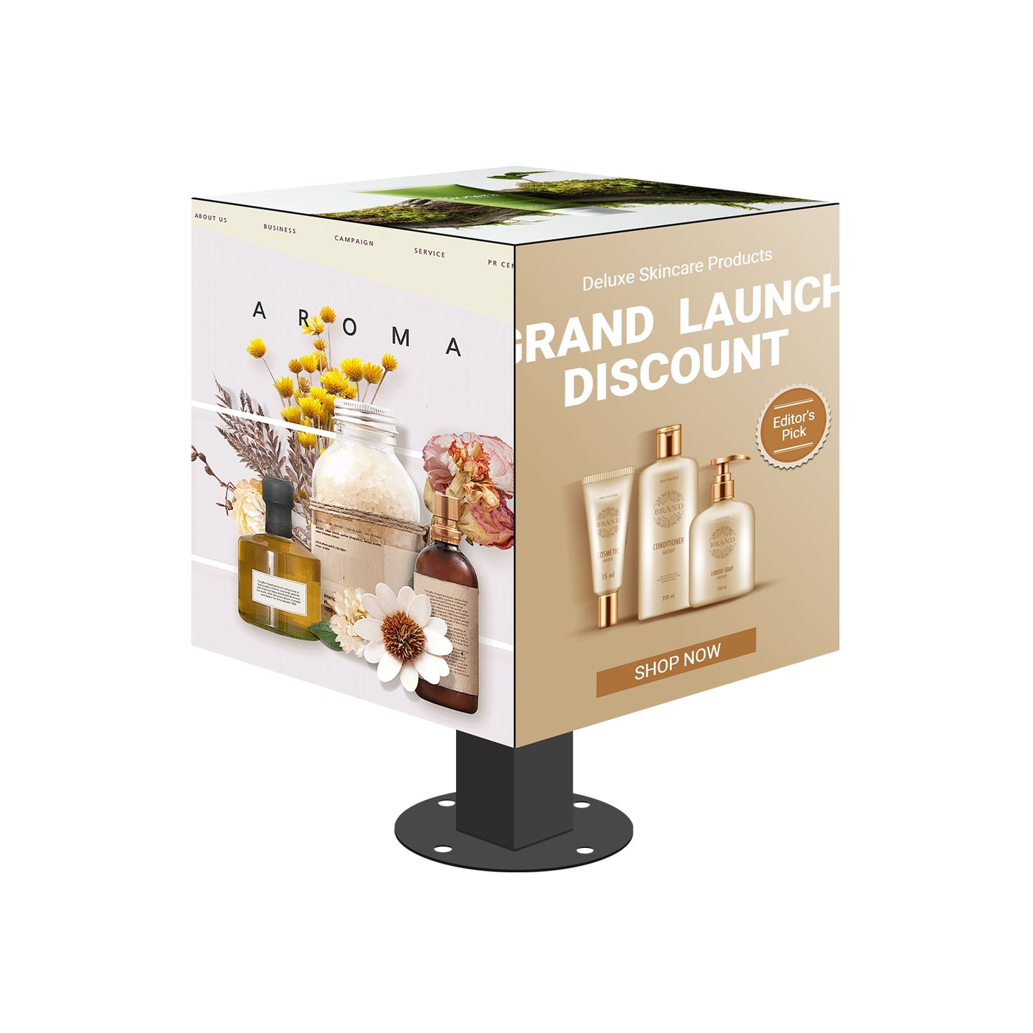 MGC Series Multi-Option Magic Cubic LED Display – 320–640mm | P1.8 / P2.5 / P3.91 | 5/6-Face | Indoor & Outdoor | Display Cube for Retail & Events