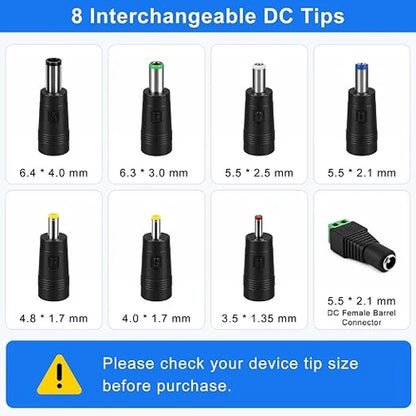 12V 24W Wall Plug LED Adapter, AC 100–240V Input Black Housing with US Plug Power Supply - for LED Strip Lights, Routers and Electronic Devices