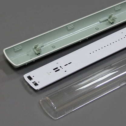 TP Series LED Tri-Proof Light – 4ft | 2-Tube Included | Waterproof Dustproof LED Fixture | Stripe Clear Cover | 3000K/4000K/5000K | AC 90–240V | Non-Dimmable | 20-Pack / 100-Pack