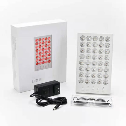50W Desktop Infrared Therapy Lamp – 40 LEDs | Button Control / Touch Screen | Red Light 660nm & IR 850nm | Dimmable & Timer | AC100–240V | Desktop Stand Design | for Skin | Included Hanging Rope, Protective Goggles | US / EU / UK / AU Plug