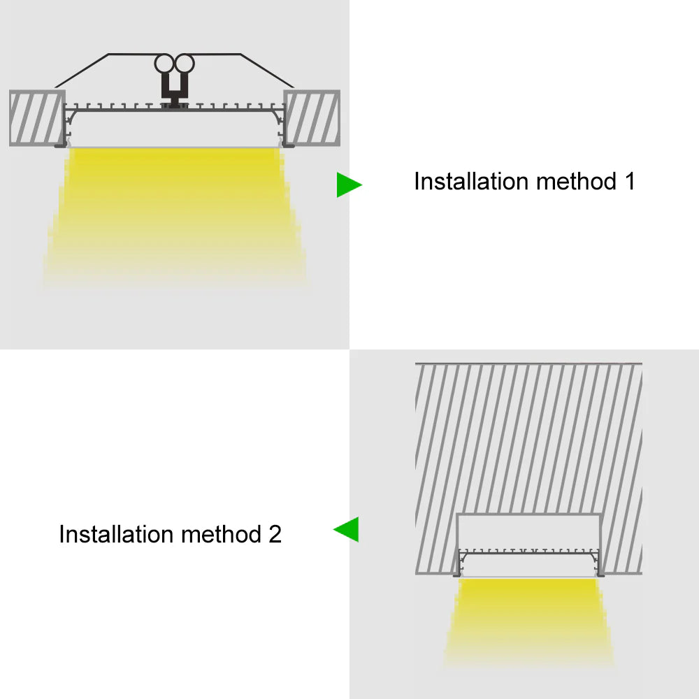 Wide Recessed LED Aluminum Profile Light H20050B – 173mm Inner Width | Silver Housing | Milky White Cover | With Installation Accessories | Flush Mounting Linear Office Lighting | 1m / 2m Length | 10 / 20-Pack