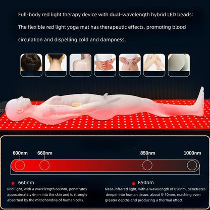 Infrared Therapy Heating Blanket & Mat – 6 Size Options | Red Light 660nm & IR 850nm | Remote Control | Transparent Film | Vibration Massage | 8 Modes & 20 Intensity Levels | for Sleep, Yoga, and Full Body Relaxation | US / EU / UK / AU Plug