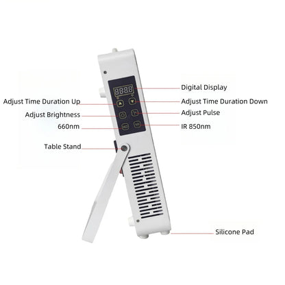 100W Desktop Infrared Therapy Lamp – 70 LEDs | Touch Screen | Red Light 660nm & IR 850nm | Dimmable & Timer | AC100–240V | Desktop Stand Design | for Skin Rejuvenation & Anti-Aging | Included Hanging Rope, Protective Goggles | US / EU / UK / AU Plug