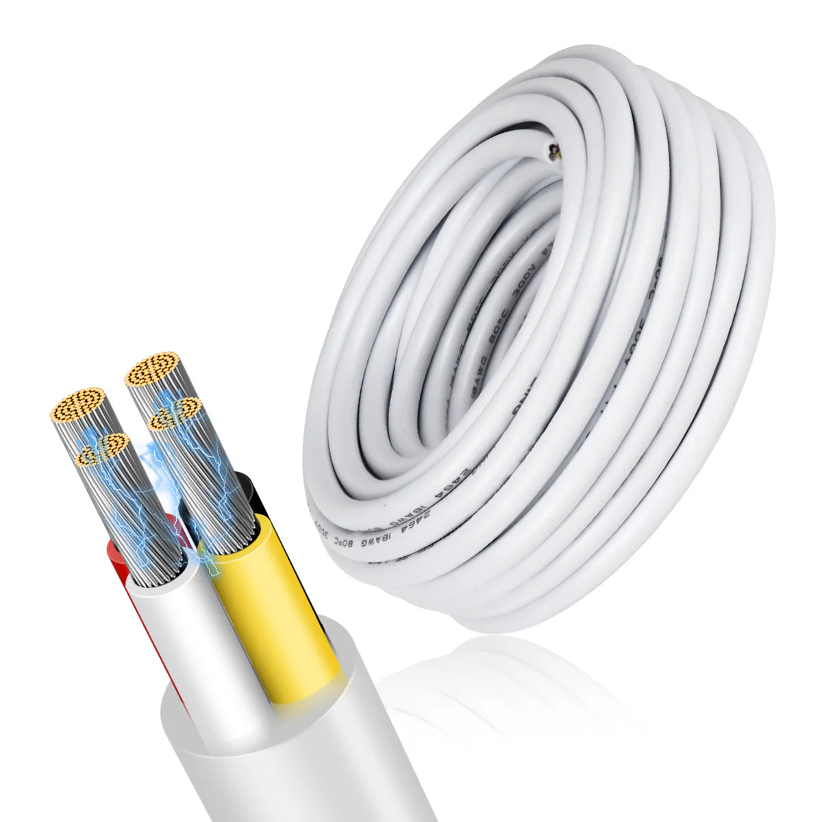 14 AWG 2/3/4/5 Conductor Stranded Tinned Copper Electrical Wire, Black/White PVC Multi-Core Cable – Flexible Control Cable for Electrical Wiring – 50m / 500m (10 Rolls Available)