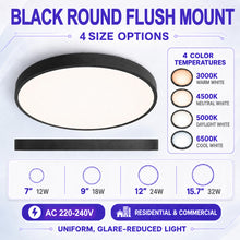 AC 220–240V Black Round Flush Mount LED Ceiling Lights – 7 / 9 / 12 / 15.7 Inch – 3000K / 4500K / 5000K / 6500K – for Residential & Commercial Lighting – Local Stock (UK)