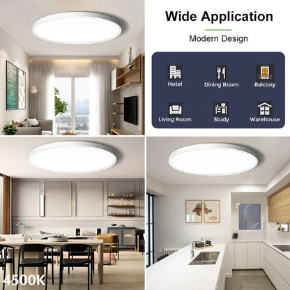AC 110–130V White Round Flush Mount LED Ceiling Light – 7 / 9 / 12 / 15.7 / 24 Inch – 3000K / 4500K / 5000K / 6500K – for Residential & Commercial Lighting – Local Stock (US)