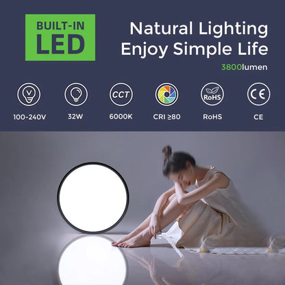 AC 220–240V Black Round Flush Mount LED Ceiling Light – 7 / 9 / 12 / 15.7 Inch – 3000K / 4500K / 5000K / 6500K – for Residential & Commercial Lighting – Local Stock (UK)