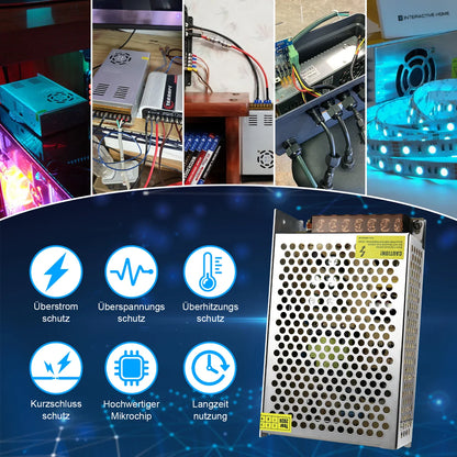 DC 5V 10W–300W Industrial Switching Power Supplies, AC 110/220V Input, LED Strip Driver Transformer, Industrial Metal Case with Terminals, CE/FCC/RoHS Certified, 300W with Cooling Fan