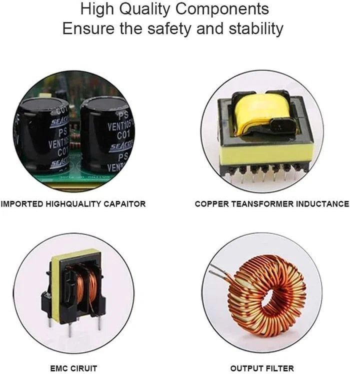 DC 12V/24V 350W–600W Industrial Switching Power Supplies, AC 110/220V Input, High Power LED Driver Transformer, Cooling Fan Metal Case, CE/FCC/RoHS Certified