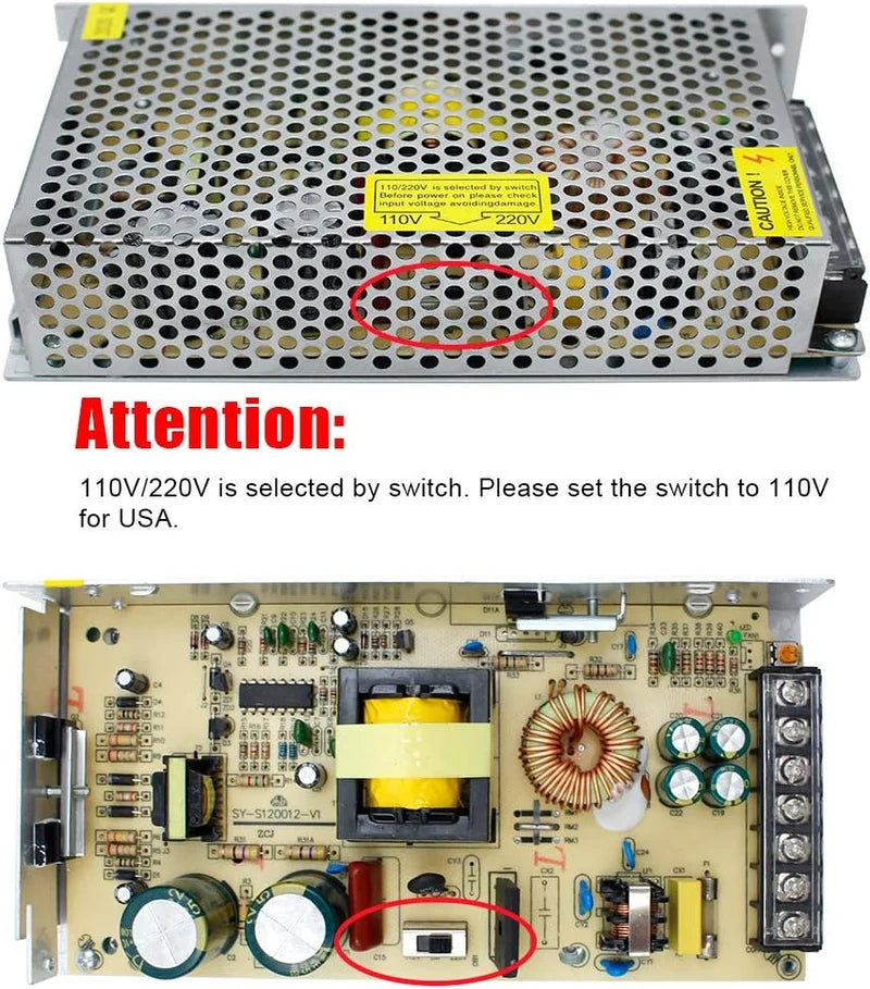 DC 12V/24V 350W–600W Industrial Switching Power Supplies, AC 110/220V Input, High Power LED Driver Transformer, Cooling Fan Metal Case, CE/FCC/RoHS Certified