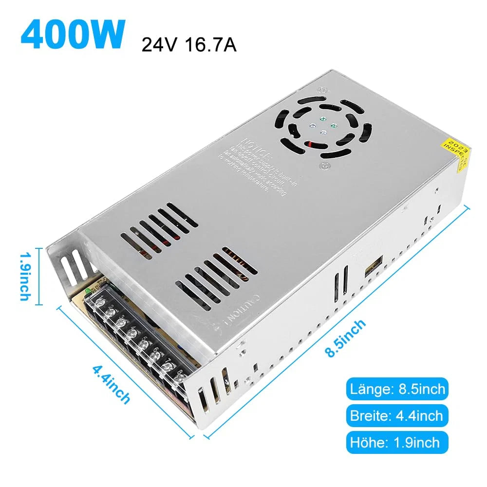 DC 12V/24V 350W–600W Industrial Switching Power Supplies, AC 110/220V Input, High Power LED Driver Transformer, Cooling Fan Metal Case, CE/FCC/RoHS Certified