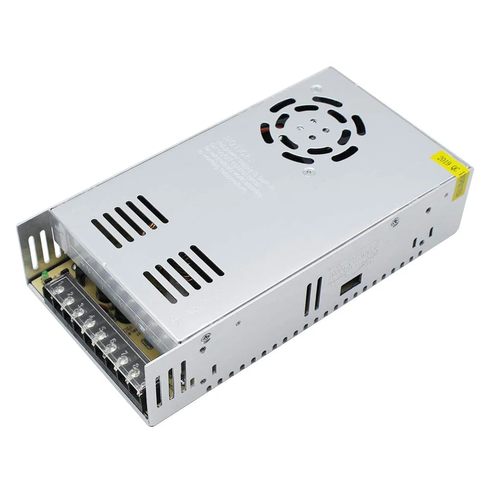DC 12V/24V 350W–600W Industrial Switching Power Supplies, AC 110/220V Input, High Power LED Driver Transformer, Cooling Fan Metal Case, CE/FCC/RoHS Certified