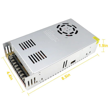 DC 12V/24V 350W–600W Industrial Switching Power Supplies, AC 110/220V Input, High Power LED Driver Transformer, Cooling Fan Metal Case, CE/FCC/RoHS Certified