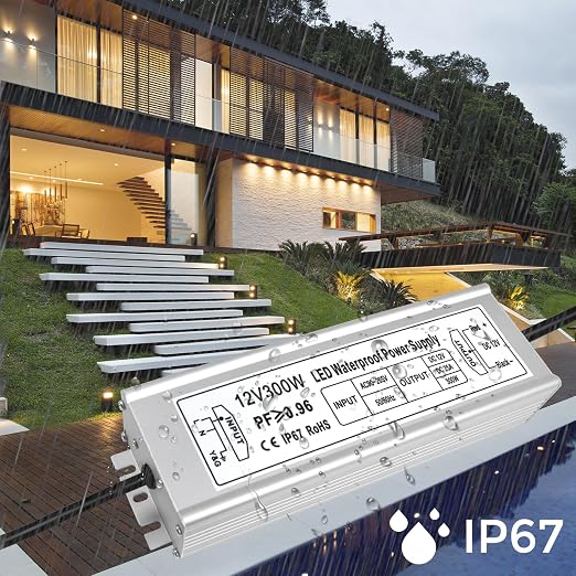 300W Outdoor Waterproof Power Supplies, 12V/24V/36V/48V Output, 90-265V / 90-140V / 175-265V Input, Single Output, Aluminum Housing, Outdoor Lighting Projects, CE/RoHS/FCC Certified, US/UK/EU Plug, 1-Pack / 10-Pack