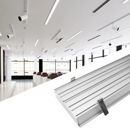 Wide Recessed LED Aluminum Profile Light H20050B – 173mm Inner Width | Silver Housing | Milky White Cover | With Installation Accessories | Flush Mounting Linear Office Lighting | 1m / 2m Length | 10 / 20-Pack