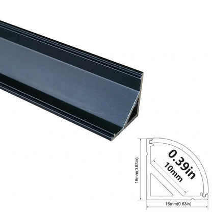 V Shape LED Channel - V02-B 10mm Silver / Black Aluminum Profile | Milky White Cover | Standard LED Mounting Channel – 1m / 2m / 3m | 50 / 100-Pack