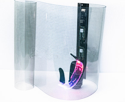 P10 Transparent Adhesive LED Film – 240×600 mm (9.45×23.62 in) | 1500nits | High Transparency Glass Sticker Screen for Storefronts & Facades | Plug & Play