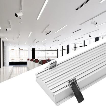 Wide Recessed LED Aluminum Profile Light H10235B – 80mm Inner Width | Silver Housing | Milky White Cover | With Installation Accessories | Flush Mounting Linear Office Lighting | 1m / 2m Length | 10 / 20-Pack