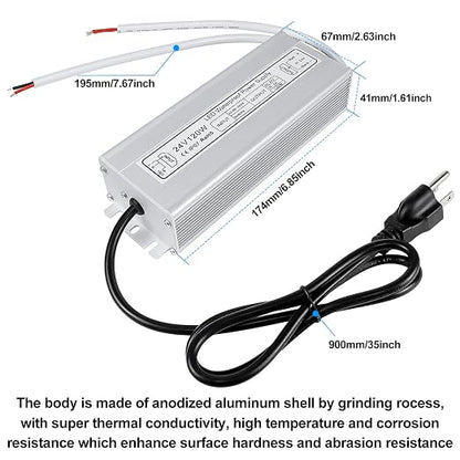 120W Outdoor Waterproof Power Supplies, 12V/24V Output, 90-265V Input, Dual Output, Aluminum Housing, Outdoor Lighting Projects, CE/RoHS/FCC Certified, US/UK/EU Plug, 1-Pack / 10-Pack