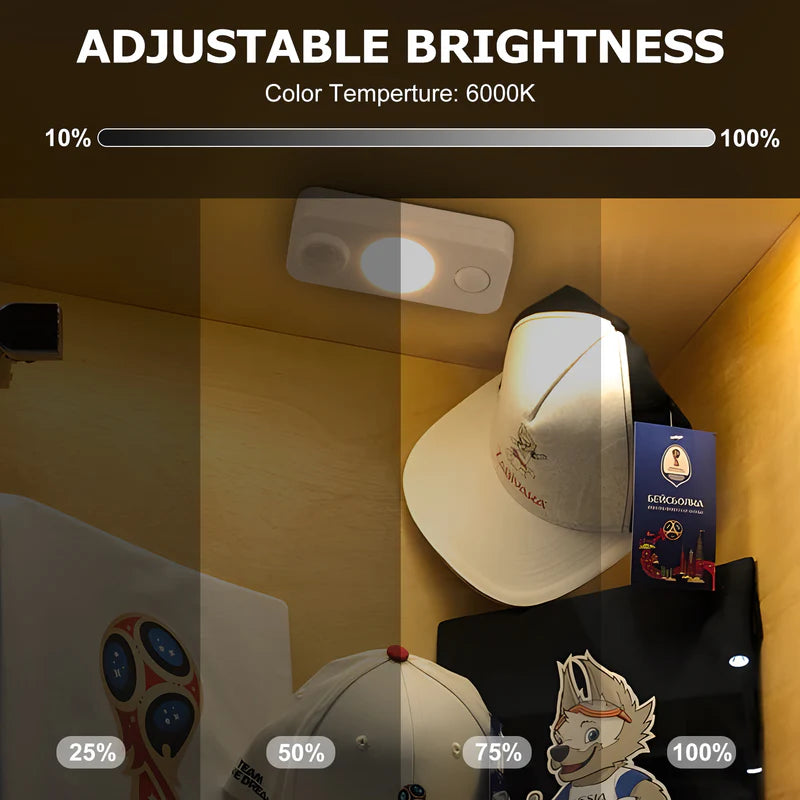 LightingWill Rechargeable LED Motion Sensor Lights (8-Pack) | Warm White / Pure White, Stick-On Cabinet & Closet Lights, USB Charging, No Wiring Needed