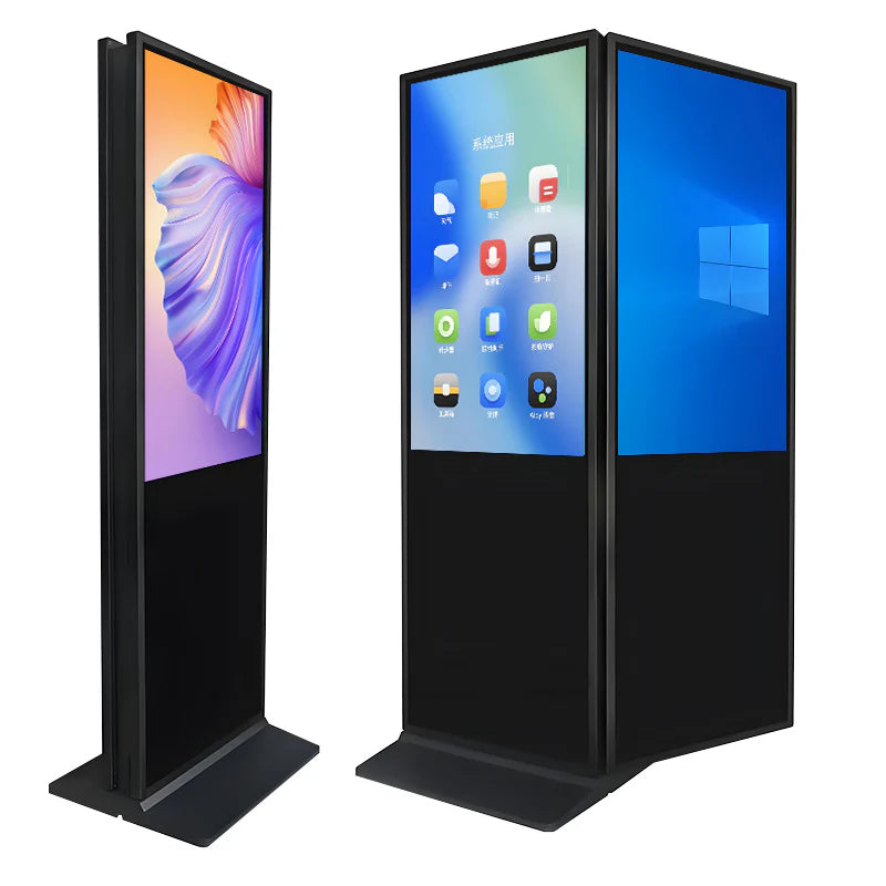 50‘’ Dual-Sided Indoor Floor-Standing LCD Advertising Kiosk with Wheel Stand | Android RK3568 2GB+32GB | Non-Touch | CMS Preinstalled