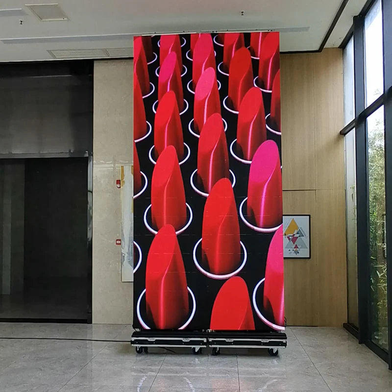 LEP-M Series Foldable & Liftable LED Digital Signage Poster | 1×4m Indoor Kit | P3.9mm | Remote-Controlled Rolling Case Display