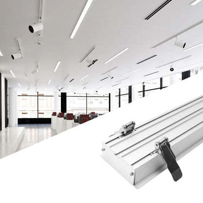 Wide Recessed LED Aluminum Profile Light H7635AB – 53mm Inner Width | Silver Housing | Milky White Cover | With Installation Accessories | Flush Mounting Linear Office Lighting | 1m / 2m Length | 10 / 20-Pack