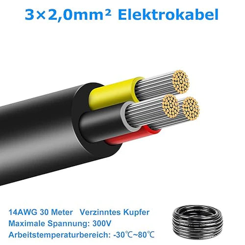 5/10/20/30 Metres 14/22 AWG, 3 x 2.0/4 x 2.0/6 x 0.3/6 x 2.0 mm² Electric Cable, 6 Core Cable, 5V/12V/24V/300V Power Cable, Tinned Copper Cable, Flexible and Soft, Low Impedance, High Temperature Resistance, Extension Cable