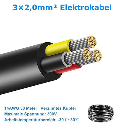 5/10/20/30 Metres 14/22 AWG, 3 x 2.0/4 x 2.0/6 x 0.3/6 x 2.0 mm² Electric Cable, 6 Core Cable, 5V/12V/24V/300V Power Cable, Tinned Copper Cable, Flexible and Soft, Low Impedance, High Temperature Resistance, Extension Cable