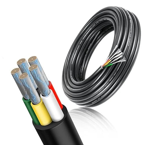22 AWG 2/3/4/5 Conductor PVC Copper Wire, Black/White Flexible Electrical Cable for Control Wiring – 50m / 500m
