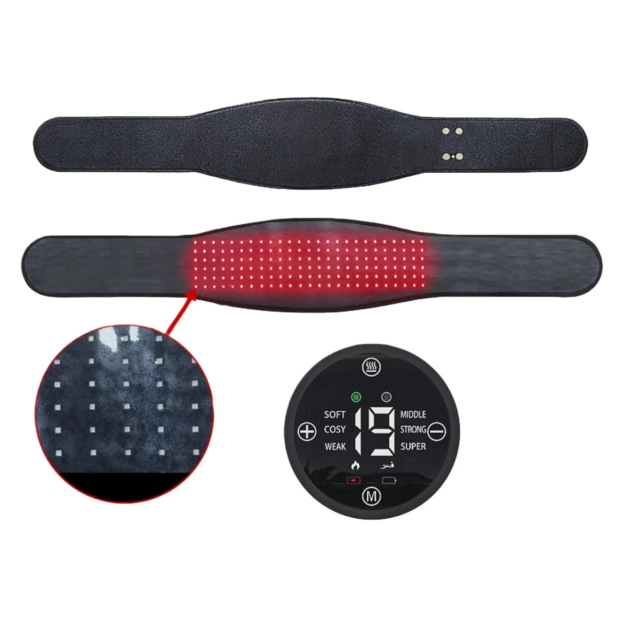 Infrared Therapy Heating Belt – Wireless Near Infrared Waist Belt | 2000mAh Battery | Digital Display | Transparent Film | With / Without Remote Control | Type-C Charging | for Back & Waist Pain Therapy